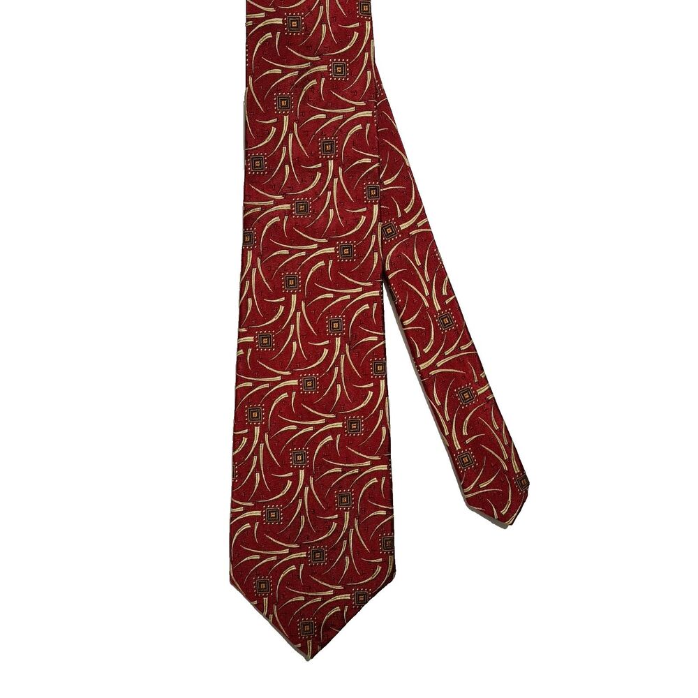 Robert Talbott Best of Class Mens Silk Tie Burgundy Red Gold Made in USA 4x57.5"